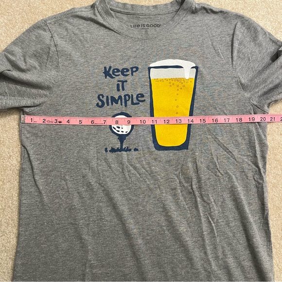 Life Is Good Mens Medium Gray Crusher Keep It Simple Golf Short Sleeve Casual - Picture 5 of 8